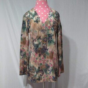 Vintage Allen by A.B.S. floral paisley tunic flared sleeves size small 90s-00s